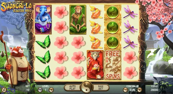 The Legend of Shangri-la Cluster Pays slot gameplay