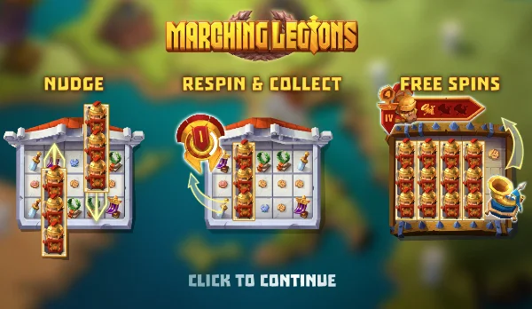 Marching Legions home screen with bonuses