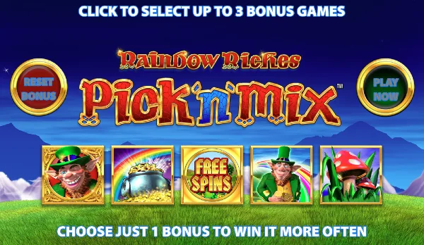 Rainbow Riches Pick and Mix bonus selection